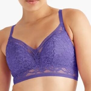 Knix Longline Wireless Bra Lace Bustier purple blue size S++